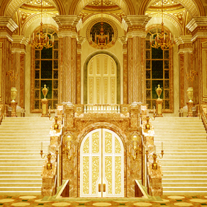 金色灰姑娘宫殿灰姑娘欧式城堡高清led大屏幕舞台背景静态图片