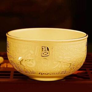 越南沙金百福大金银碗三件套镀金招财摆件黄金色金碗筷子勺子套装
