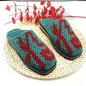 网红结婚陪嫁编织拖鞋毛线拖鞋纯手工绣i花钩勾毛线和鞋底子成品