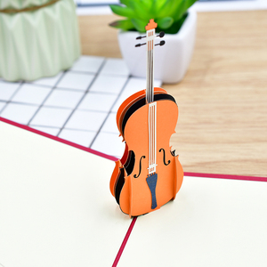 音乐会贺卡3d立体乐器钢琴吉他小提琴聚会邀请函感谢卡片带信封