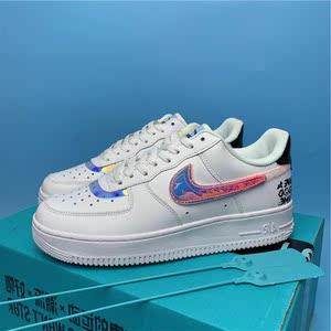 aj官网旗舰店官aj1女鞋正版空军一号af1白镭射小白鞋低帮板鞋男