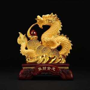 吉善堂 招财祥龙摆件生肖龙金龙工艺品办公室家居客厅酒柜电视柜