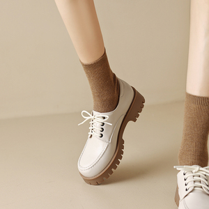 米色松糕鞋女厚底