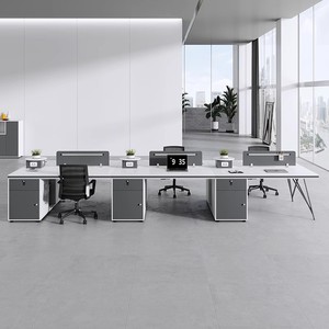办公桌椅组合简约两人6人桌子多人位电脑桌工作台带密码锁员工桌