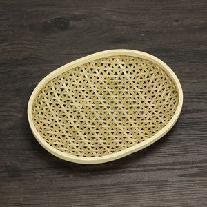 纯手工竹编镂空竹篓竹果盘竹筐面包点心篮子酒店用品上菜竹盘装饰