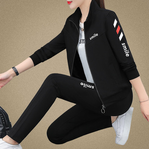 乔丹早春运动服套装女2022年新款宽松时尚休闲洋气春秋开衫卫衣三