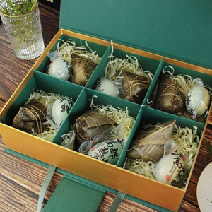 端午节礼物盒粽子礼品盒咸鸭蛋包装盒伴手礼盒空盒绿色手提盒子