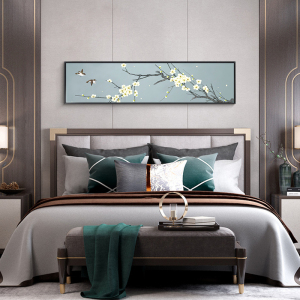新中式卧室床头装饰画主卧背景墙古典禅意壁画中国风大气艺术挂画