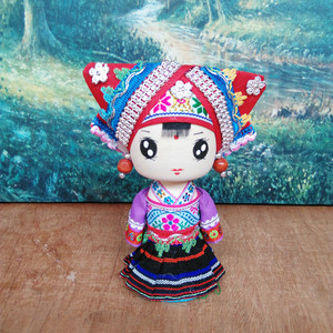 广西少数民族y壮族特色饰品摆件送礼佳品木偶娃娃纯手工艺品手工