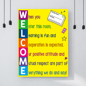 国际学校英语教室环创布置装饰海报双语幼儿园welcome欢迎主题墙