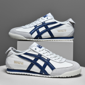 鬼冢虎官方旗舰官网男鞋一脚蹬小白鞋限量版tiger银色经典板鞋女