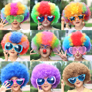 爆炸头小丑儿童假发搞笑头套幼儿园表演头饰搞怪演出发套七彩发套