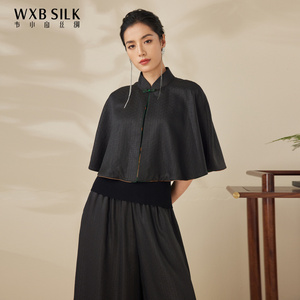 韦小宝桑蚕丝香云纱印花典雅中式外披女士上衣2221108042