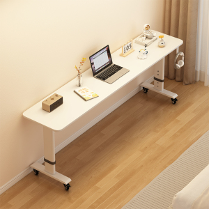 书桌家用长条桌学生简易靠墙移动升降工作台阳台床头跨床窄电脑桌