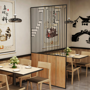 工业风铁艺卡座隔断屏风餐厅饭店酒吧玄关过道装饰围栏形象墙