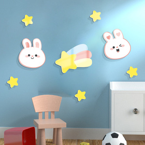 儿童房墙面装饰立体墙贴小公主房间 女孩卧室墙壁乖乖兔星星贴