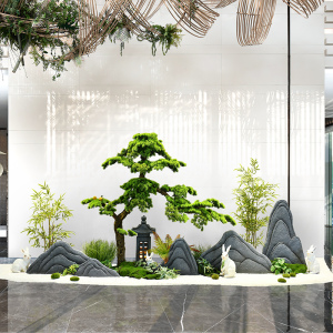 仿真假山片石造景会所酒店大堂茶室橱窗景观公司进门开业落地摆件