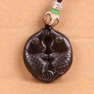 黑檀木双鱼挂件汽车平安钥匙扣男女吊坠个性创意礼品包包挂饰链