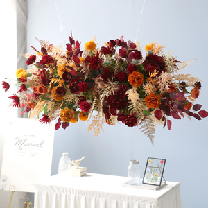 室内软装仿真吊花挂花吊顶复古红挂饰假植物餐厅酒店会所装饰花艺