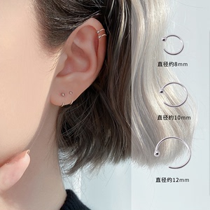简约迷你圆珠S925纯银针耳钩设计感耳圈圆圈耳骨耳饰养耳洞耳钉
