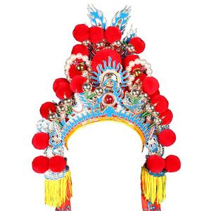 戏剧武生盔头戏曲关羽重工款绣龙武巾头饰关公乩童关帝跳童将军帽