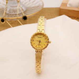 babila新款沙金气质圆形雕花复古18k金手链式女士防水手表