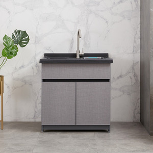 铝合金洗衣柜带搓板洗衣池阳台柜小单柜小户型洗手洗脸盆一体组合