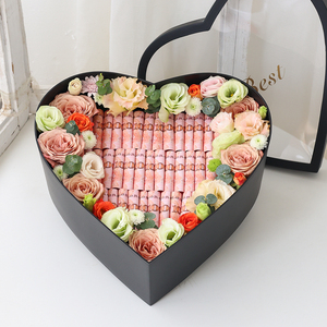 纪念日diy手工材料包创意钱钱鲜花礼盒心形圆形花盒女友闺蜜礼物