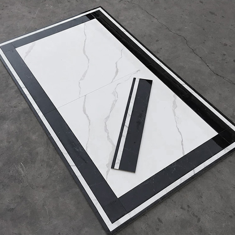 玄关波导线瓷砖北欧简约客厅拼花过道瓷砖走边线条全瓷波打线地砖