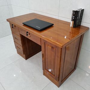 办公桌老式【实木电脑桌台式家用书桌杉木办公桌学生写字桌带抽屉