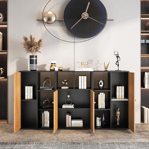 实木文件柜老板办公室背景柜财务资料柜家用书房靠墙立体原木书柜