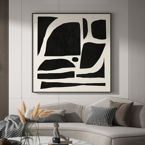 现代轻奢客厅玄关装饰画黑白灰侘寂风艺术抽象背景墙壁方型挂画