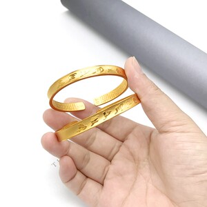 正品新款新品周大福焕美越南沙金心经手镯女镀黄金镯子男六字真言