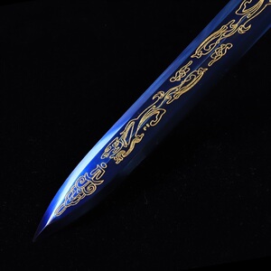 幽蓝刃 八面汉剑古剑高碳钢刀剑宝剑 夺帅汉剑蓝色剑刃长剑未开刃