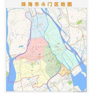 珠海市斗门区地图高清定制2020城市街道交通卫星办公会议室挂图