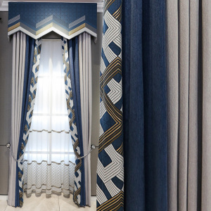 蓝色拼接灰色客厅卧室定制窗帘0人付款330