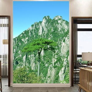 背有靠山客厅办公室玄关装饰画靠山图走廊过道竖版壁画风水墙贴