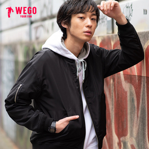 日本wego春季新品日系潮牌棒球服外套男经典休闲百搭飞行夹克外套