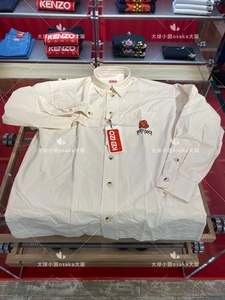 日本代购 KENZO 22AW 新款 白色纯棉净版休闲小红花翻领衬衫