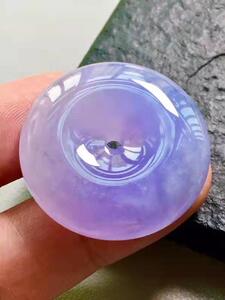 拍卖翡翠冰糯种紫罗兰平安扣吊坠挂件裸石天然紫色正品女士附证