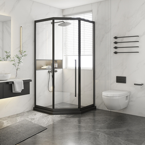 浪鲸定制淋浴房钻石型玻璃推拉移门干湿分离隔断家用洗澡间沐浴屏