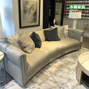 宜家家居美克同款美家美式轻奢真皮沙发组合现代简约三人头层牛皮