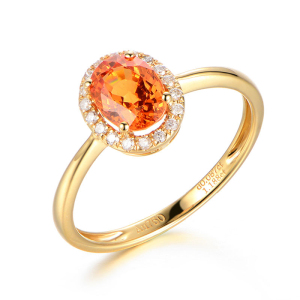 goodland天然芬达石榴石戒指女 芬达石18k金锰铝榴石黄色宝石彩宝