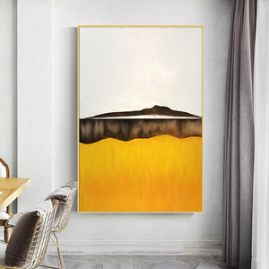 现代简约长方形橙色抽象油画原创手绘客厅玄关过道挂画竖版装饰画