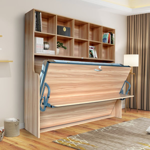 折叠床柜子一体小户型隐形组合定制小户型阳台客厅书柜书柜折叠床