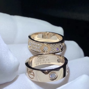 卡地亚满天星戒指18k玫瑰金白金宽窄版love男女款情侣对戒婚钻戒