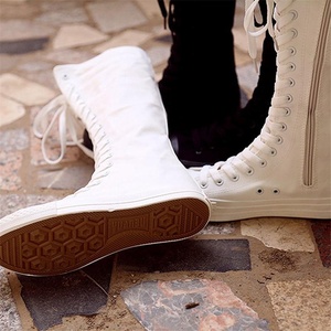 高筒帆布鞋女高帮