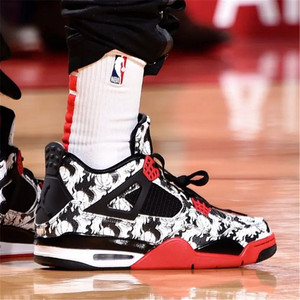 4 aj4 4 黑白涂鸦纹身中国水墨篮球鞋 bv7451-006