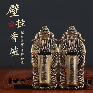 门口墙壁插香门神香炉挂墙潮汕大门两边插香香座门上大红福字土地