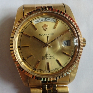 正品 值得d收藏使用99新瑞士山度士手表sandoz全自动表 机械表男m